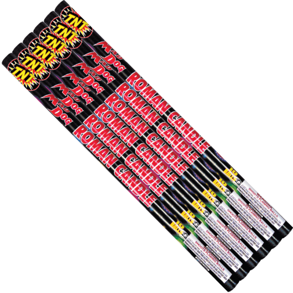 10 BALL MAD DOG ROMAN CANDLE Firework Roman Candles 10 Ball Mad Dog Roman Candle