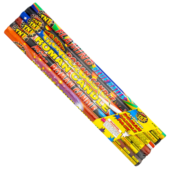 ASSORTED 6-PAK CANDLES Firework Roman Candles Assorted 6 Pak Candles
