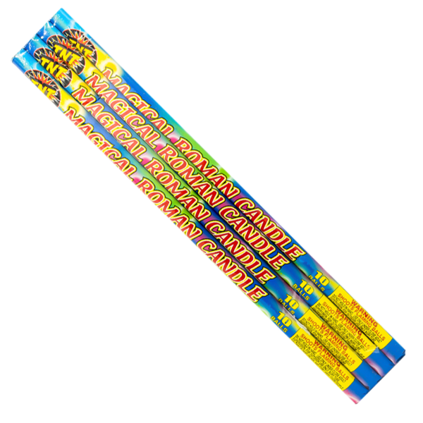10 BALL MAGICAL ROMAN CANDLE Firework Roman Candles 10 Ball Magical Roman Candle