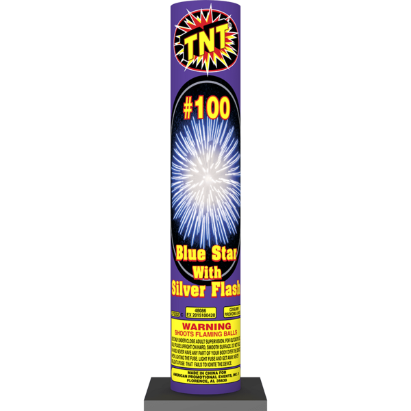 #100 BLUE STAR WITH SILVER FLASH Firework Other Aerials #100 Blue Star With Silver Flash