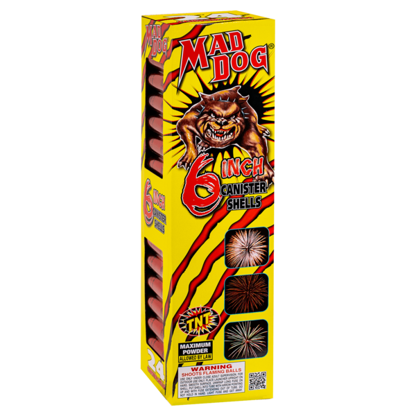 MAD DOG 6 INCH CANISTER SHELLS 500 Gram Firework Reloadables Mad Dog 6 Inch Canister Shells
