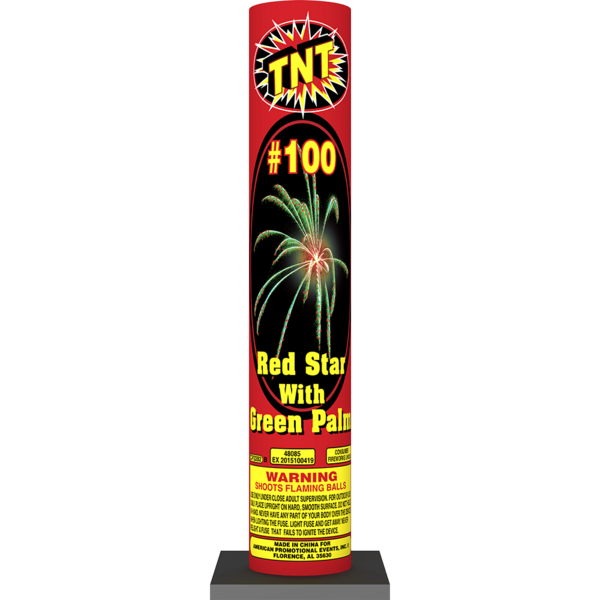#100 RED STAR WITH GREEN PALM Firework Other Aerials #100 Red Star With Green Palm