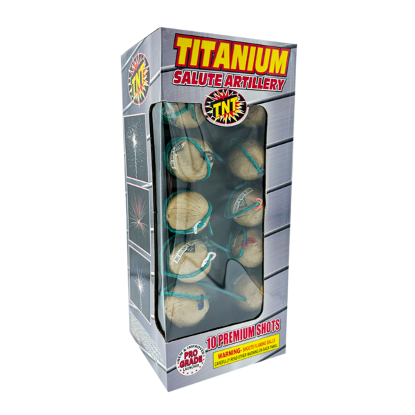 TITANIUM SALUTE ARTILLERY 10S Firework Reloadables Titanium Salute Artillery 10 S