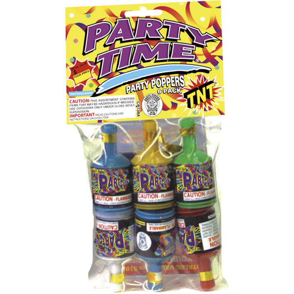 PARTY TIME PARTY POPPERS Firework Confetti & Streamers Party Time Party Poppers