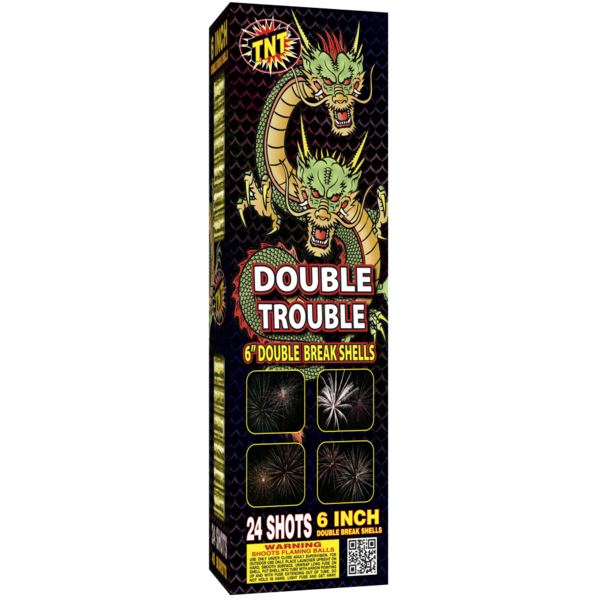 DOUBLE TROUBLE 6" DOUBLE BREAK CANISTER SHELLS 500 Gram Firework Reloadables Double Trouble 6" Double Break Canister Shells