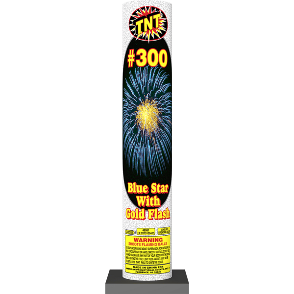 #300 BLUE STAR WITH GOLD FLASH Firework Other Aerials #300 Blue Star With Gold Flash