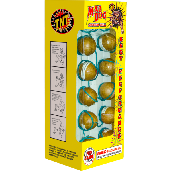 MAD DOG ARTILLERY SHELLS 12 SHOT Firework Reloadables Mad Dog Artillery Shells 12 Shot