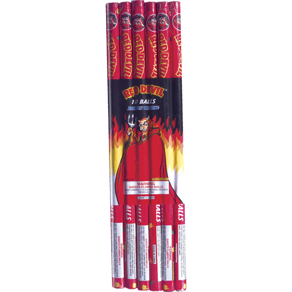 10 BALL RED DEVIL PK 6 Firework Roman Candles 10 Ball Red Devil Pk 6