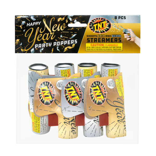 NEW YEAR MAGNUM POPPERS Firework Confetti & Streamers New Year Magnum Poppers
