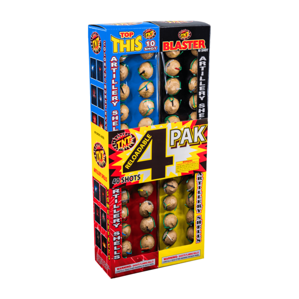 4 PAK RELOADABLE 10 SHOT Firework Reloadables 4 Pak Reloadable 10 Shot