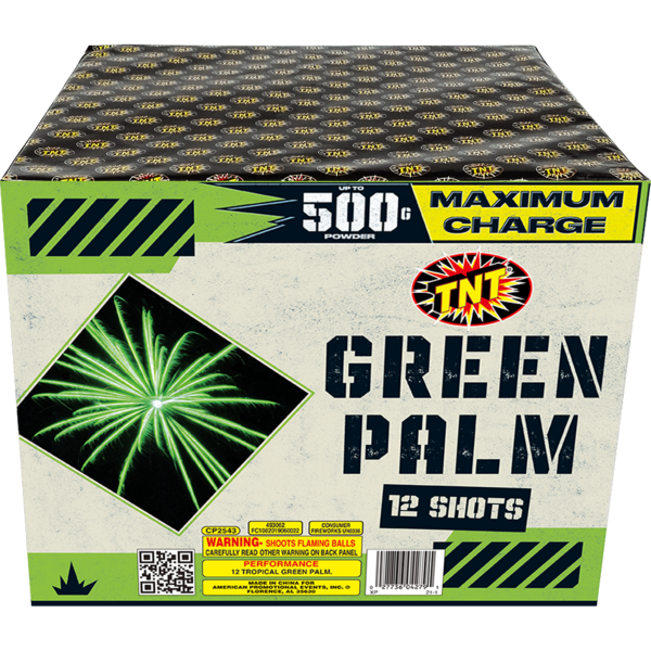 GREEN PALM 12 SHOT 500 Gram Firework Finale Aerials Green Palm 12 Shot
