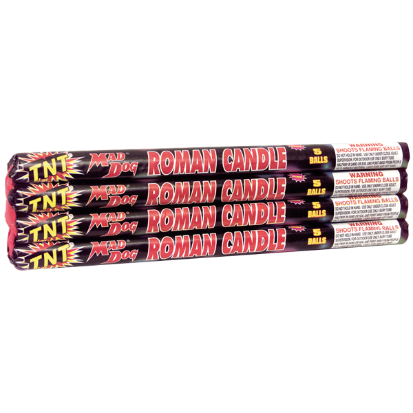 5 BALL MAD DOG ROMAN CANDLE Firework Roman Candles 5 Ball Mad Dog Roman Candle